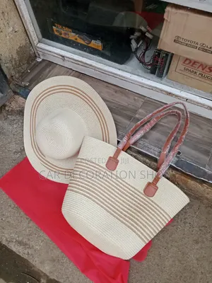 Fashion Elegant White Brown Stripped Beach Hat