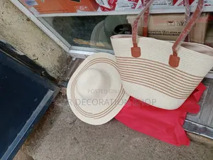 Fashion Elegant White Brown Stripped Beach Hat
