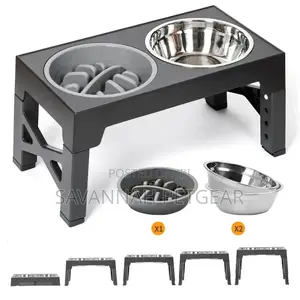 3-in-1 Adjustable Elevated Dog Cat Bowl, Adjustable Height