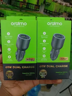 Oraimo Powerdrive 7691 Pro 69w Dual Super Car Charger - Black