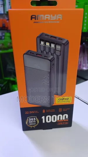 Amaya 10000mah Apb-F129 22.5w Power Bank With 4 Built-in Cables