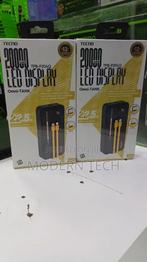 Tecno 20000mah Portable Charger – Dual Output Fast Charging