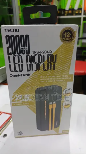 Tecno 20,000mah Omni-Tank Power Bank With Led Display.