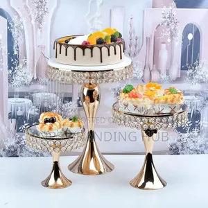 3pcs Gold Cake Stands With Stainless Steel Mirror Size 20/25/30cm E.H