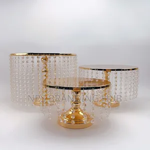 3pcs Beaded Iron Top Cake Stand With Size: 25/30/35cm E.H