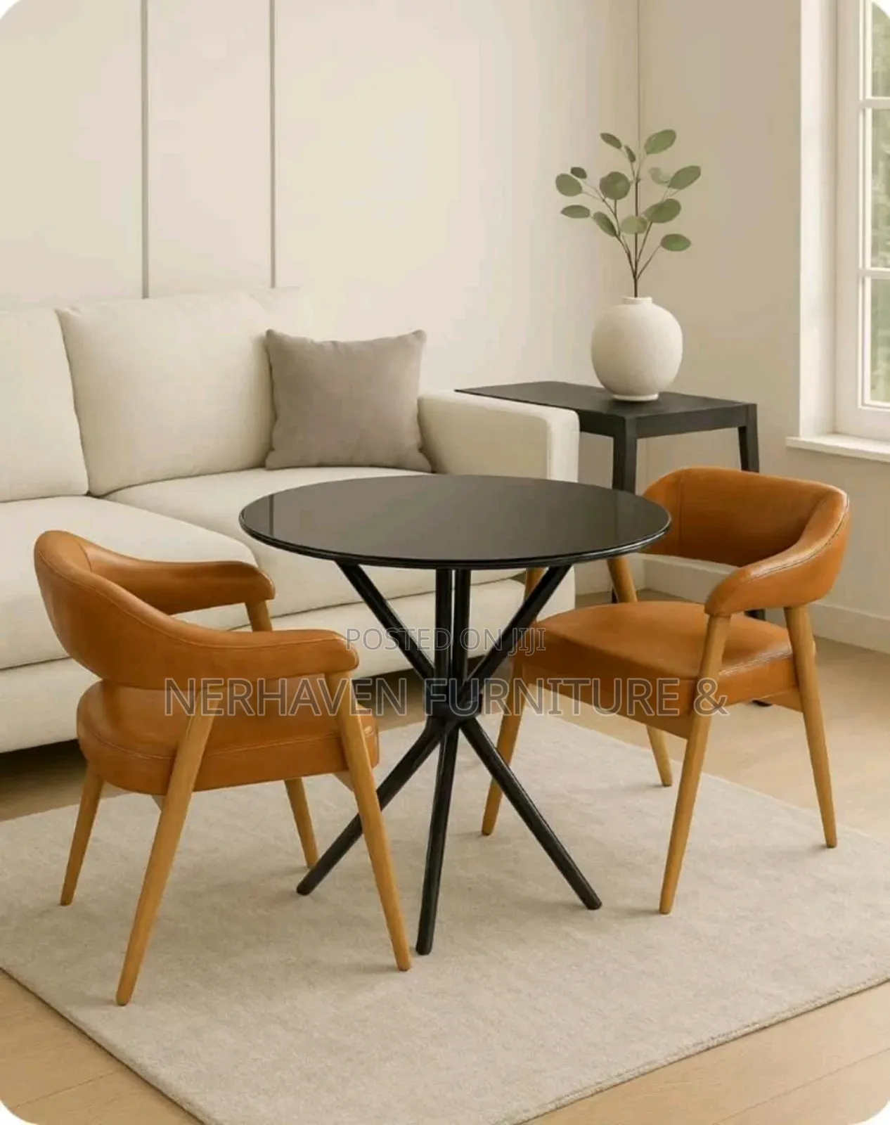 2 Seater Round Dining Table – Modern Dining Set