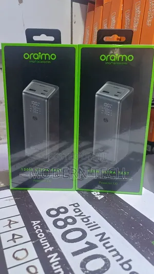 "Oraimo Powerjet 130 – 27,600mah 130w Power Bank for Laptops Phones"