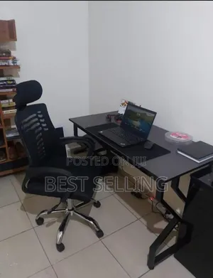 All Black Metallic Reading Desk and Chair