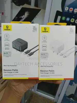 Baseus Palm Fast Charger 30w Wall Charger With C to C Cable - Black