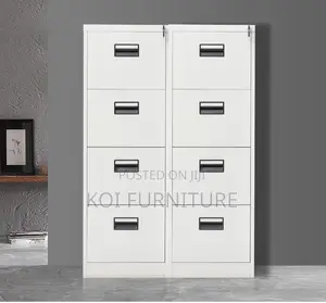 Office Cabinet;A White 4-Drawer Metal Filing Cabinet