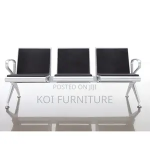 Office Bench : 3 Seater Heavy Duty Link Black Chair