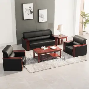 Office Sofa : 5-Seater Leather Executive Office Sofa Set