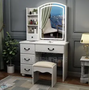 Vanity Set : Modern White Makeup Vanity Desk