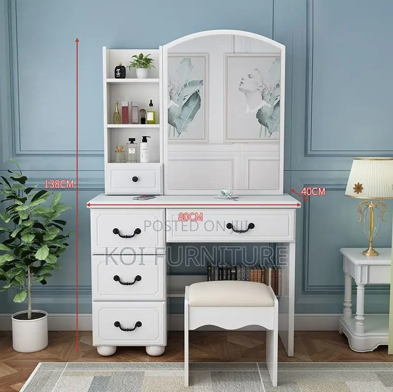 Vanity Set : Modern White Makeup Vanity Desk