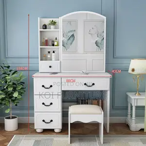 Vanity Set : Modern White Makeup Vanity Desk