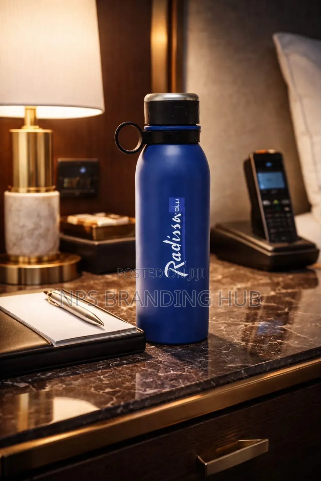 Branded Blue Stainless Steel Water Bottle Hub