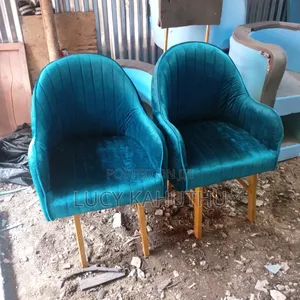 Spa Blue Chairs With Gold Powder Coated Frame