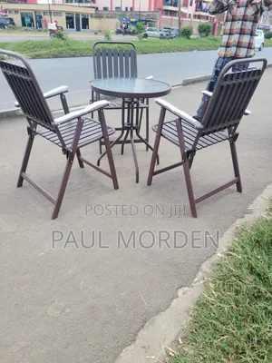 3_peace Outdoor Dining Set_metal Frame Top Glass