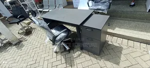 Office Desk With Headrest Swivel Chair and Side Drawer