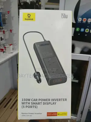 Baseus 150w(220v Uk) 5 Port Car Power Inverter With Smart Display.