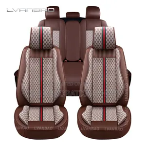 Brown Baije Gucci Designed 5 Seater Seat Covers For Front Rear Seats