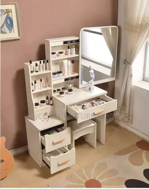 White Makeup Vanity Desk With Sliding Mirror