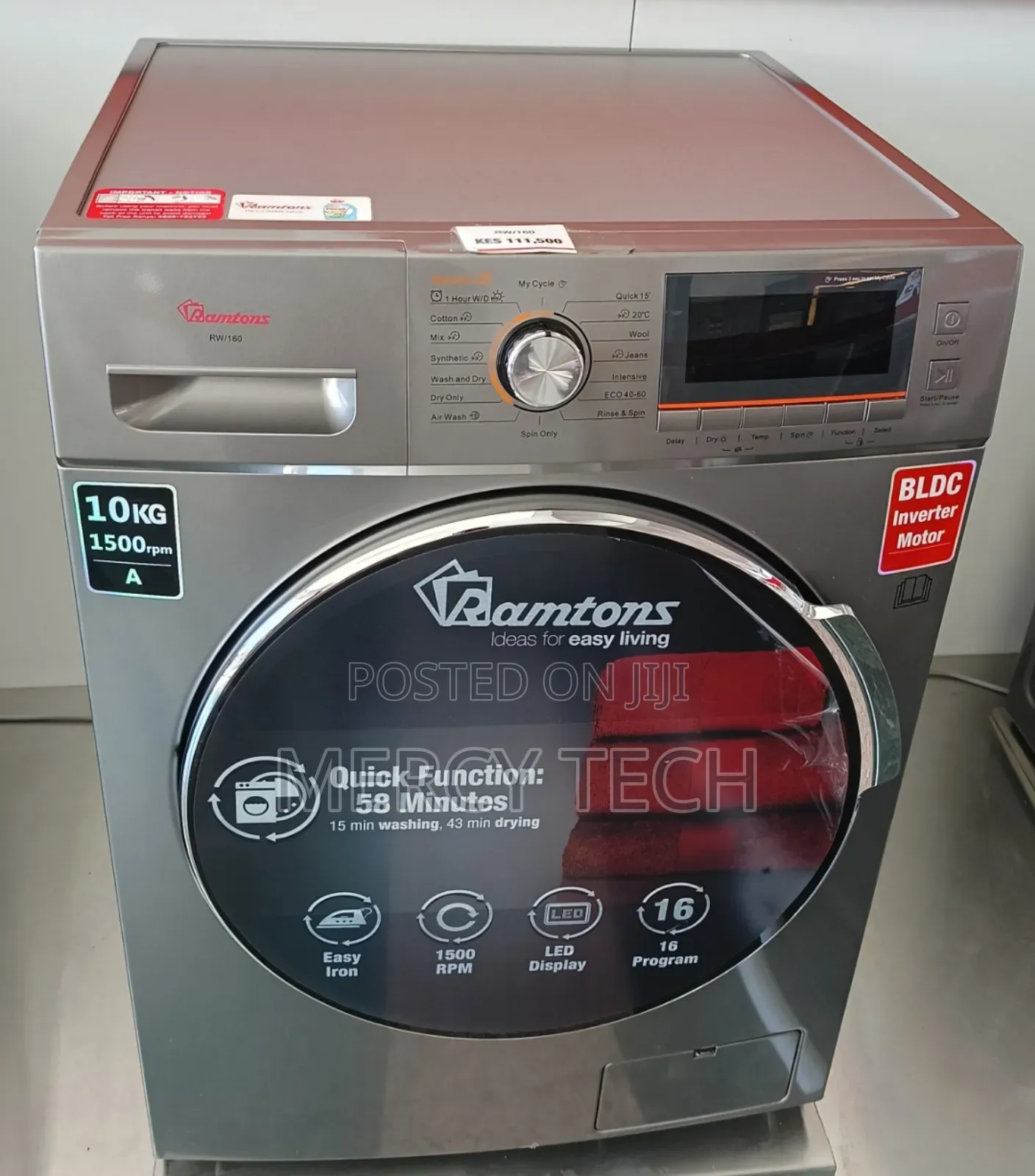Ramtons 10kgs Front Load Washer *(6kg Dryer)*