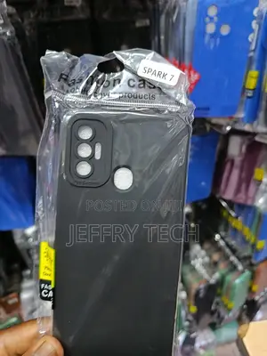 Black Soft Silicone Back Cover for the Tecno Spark 7