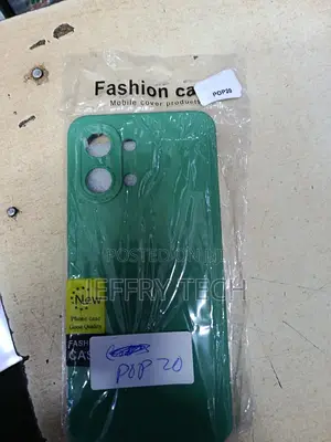Green Silicone Mobile Phone Cover for the Tecno Pop 20 Smartphone.