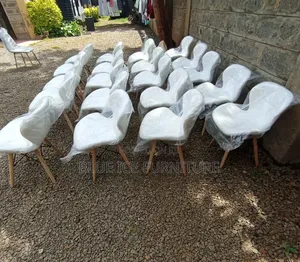 All White Leather Eames Chair