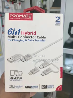 Promate Pentapower 6-in-1 Hybrid Cable for Charging Data Transfer