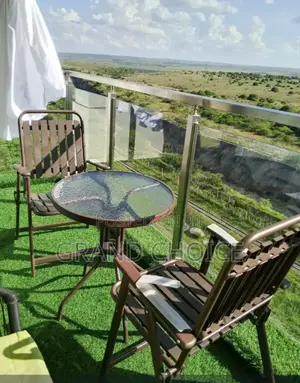 Balcony Table With Rattan Folding Chair