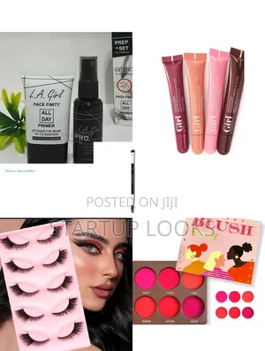Primer, Setting Spray, Brow Brush, 4pcs Lip Gloss, Eyelashes, Blush