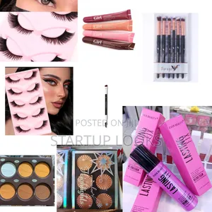 Eyelashes, 4pcs Lipgloss, Makeup Brushes, Contour Palette,Settingspray