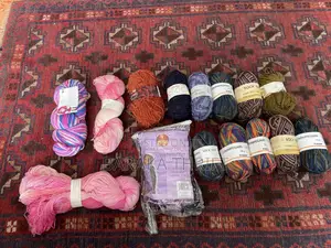 14 Assorted Sock Yarns +Free Scarf Knitting Set