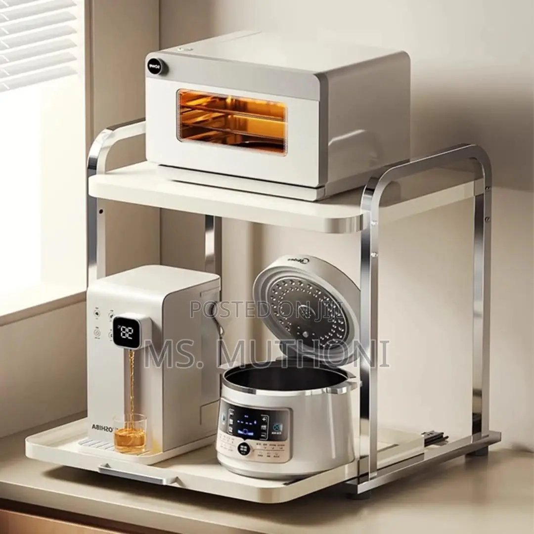 Multifunctional 2-Tier Kitchen Rack With a Pullout Tray