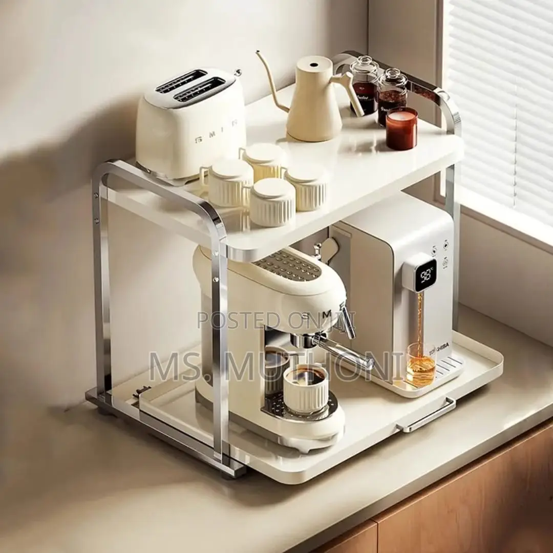Multifunctional 2-Tier Kitchen Rack With a Pullout Tray