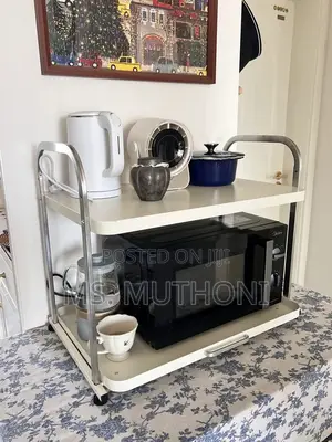 Multifunctional 2-Tier Kitchen Rack With a Pullout Tray
