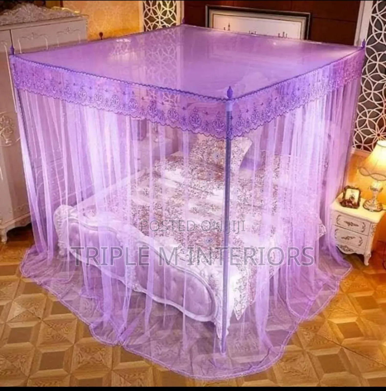 Purple 4 Stand Mosquito Net