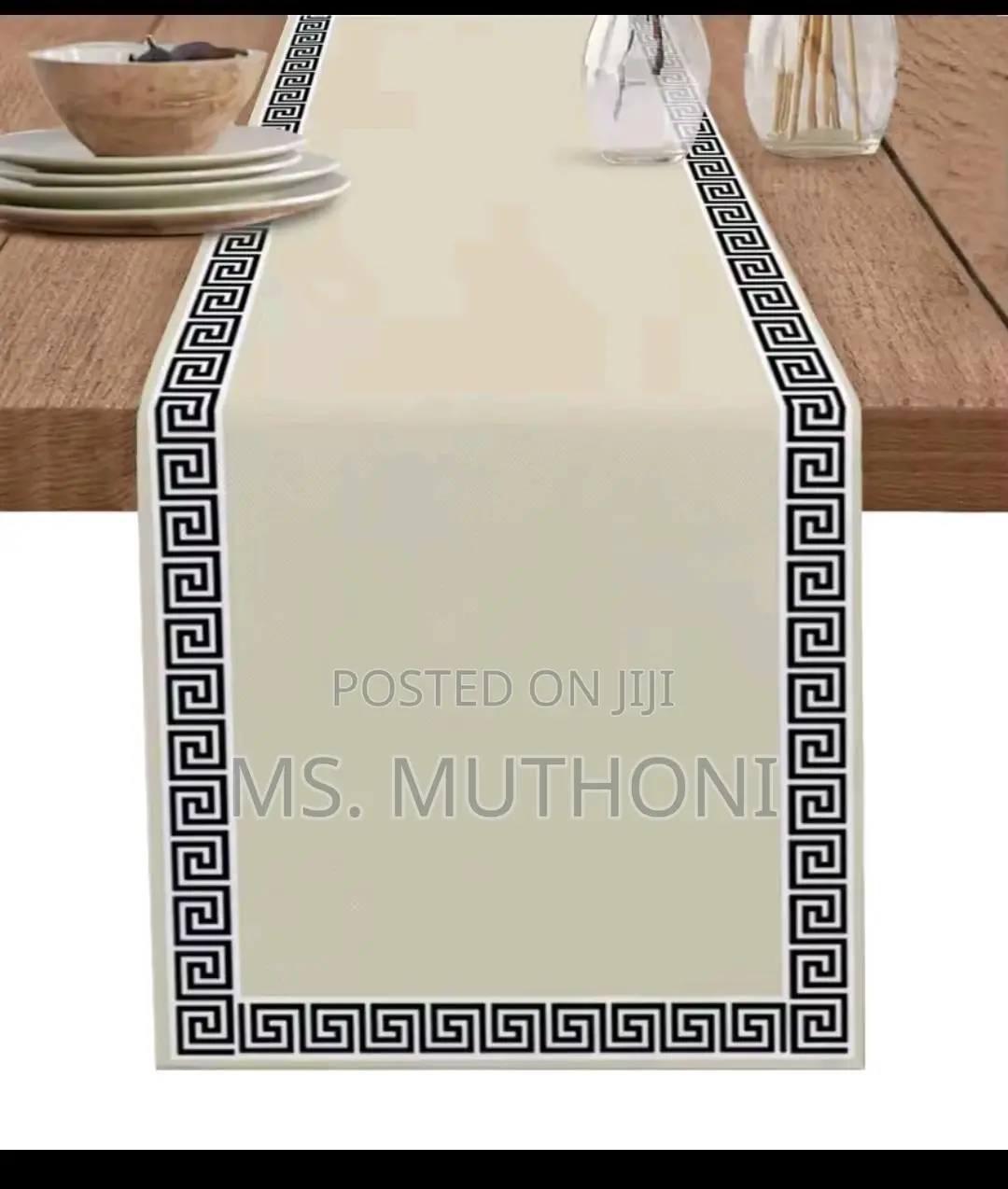 Single Piece Greek Key Pattern Table Runner