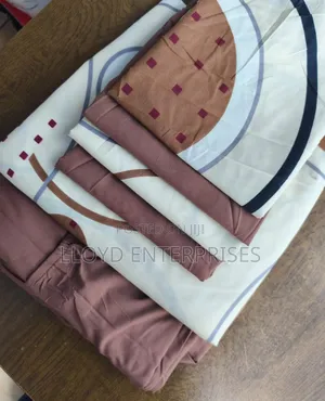 Brown -White 6pcs Fitted Soft Cotton Bedsheets