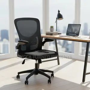 Orthopedic Mid-Back Swivel Chair With Flip Armrest
