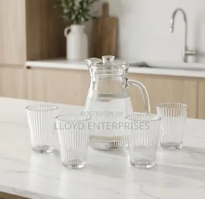 5pcs Ribbed Jug Water Set
