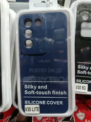 Dark Blue Liquid Silicone Case Designed Vivo V30 Lite Smartphone.