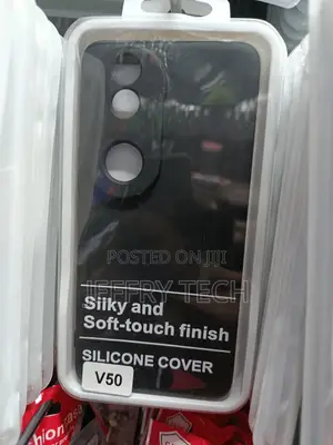 Black Silicone Protective Case Designed for the Vivo V50 Smartphone.