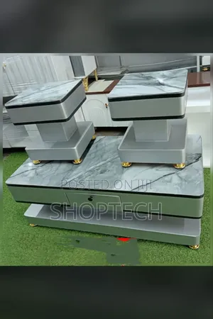 Coffee Table With Glass/Marble Topping With 2 Stools