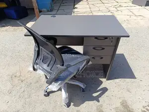 Grey Office Desk With Mesh Chair