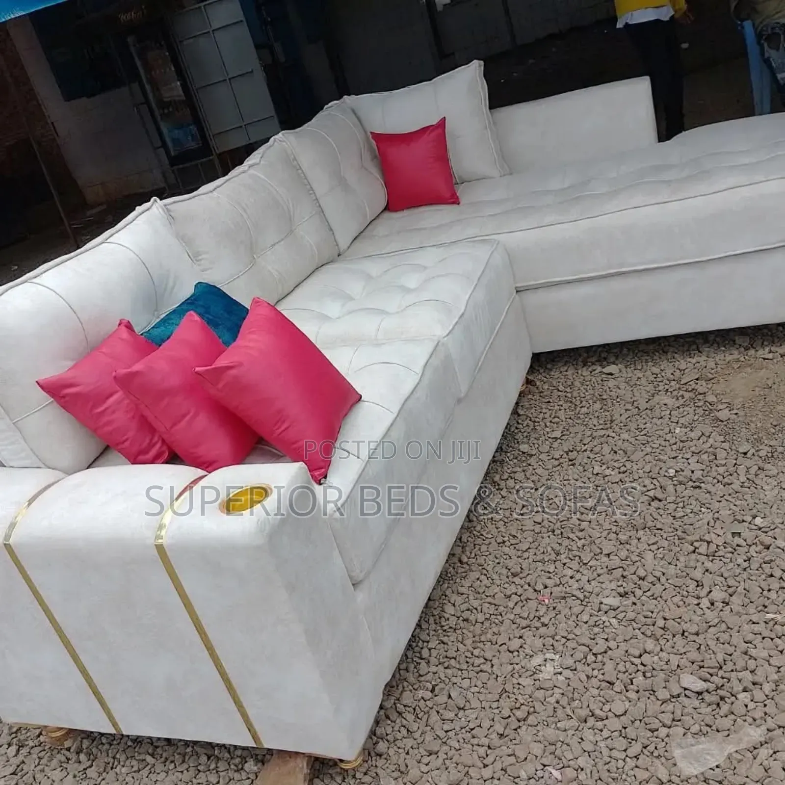 White L-Shaped Luxury Sofa (5 Seater)