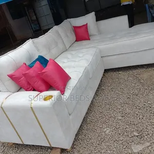 White L-Shaped Luxury Sofa (5 Seater)