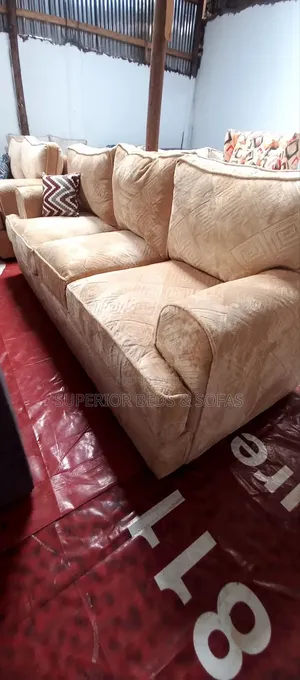 Beige Fabric 3-Seater Sofa
